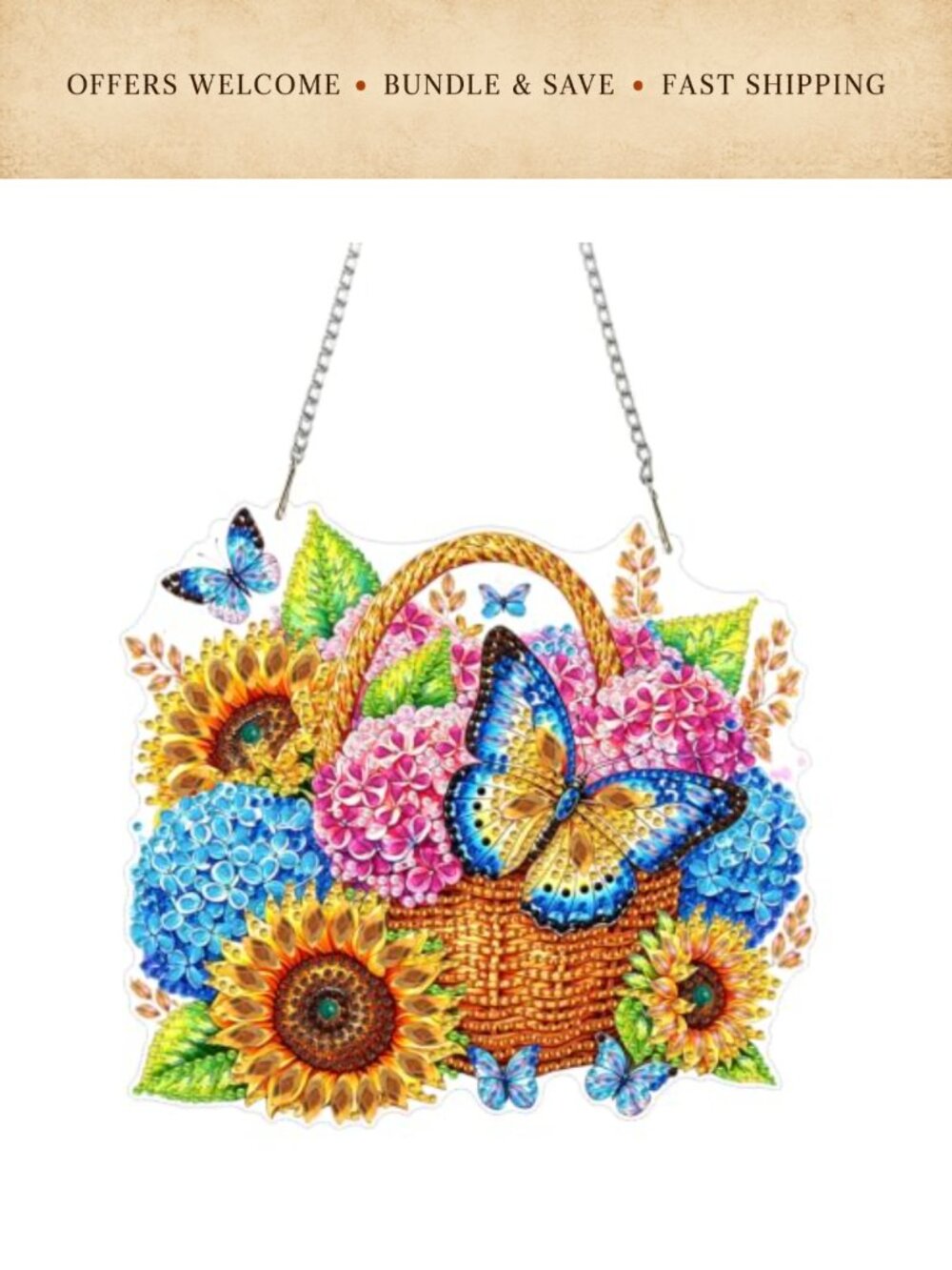 Diamond Art Kit Adults Butterfly Suncatcher DIY Hanging Craft Set